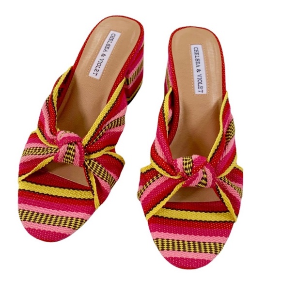 New Chelsea & Violet Gia Knot Stripe Printed Mules - Picture 15 of 16